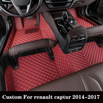 Обичай авто подложка за Renault Captur 2014 2015 2016 2017, Водоустойчива устойчива на износване кожена подложка за краката, Автоаксессуар