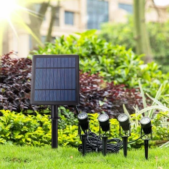 Слънчев Един на четири алуминиеви прожектор Външно водонепроницаемое панел осветление със слънчева енергия, Косене на трева, двор, двор, градина, озеленяване осветителни тела
