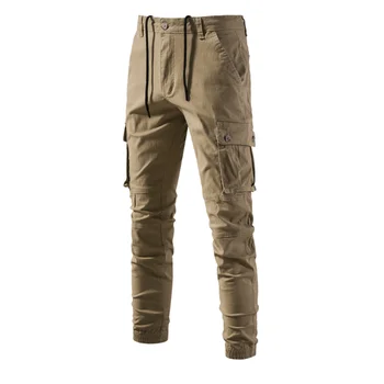 Мъжки Панталони-карго с много джобове, панталони с ципове, Модни спортни дрехи за улицата, мъжки Нови пролетни джоггеры за бягане