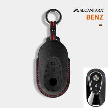 Калъф за автомобилни ключове от Алькантары Mercedes Benz 2022 C S Class W206 W223 S350 C260 C300 S400 S450 S500 Защита на корпуса ключ