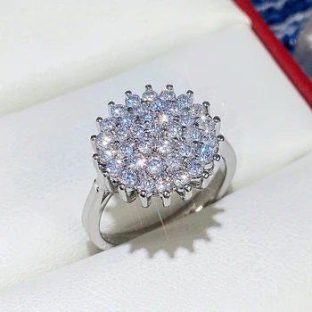 Модно Дамско пръстен с декорация във формата на кристали с кристали, с микромощением, с украса във вид на кристали, с лед, с кристали, с цирконии Пръстен за жени, Мъжки вечерни украса
