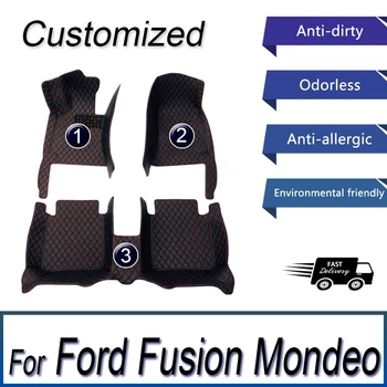 Килими LHD за Ford Fusion Mondeo 2015 2016 2013 2014 Автомобилни постелки, непромокаеми Кожени аксесоари по поръчка, Килими за украса
