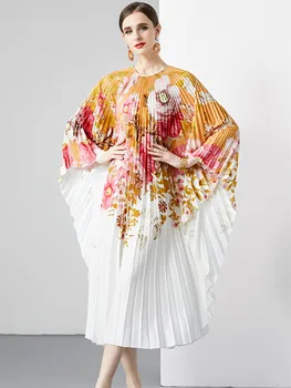 Мода Miyake, Плиссированное-Секси Дълга Вечерна рокля, Луксозен Дизайн, ръкав 