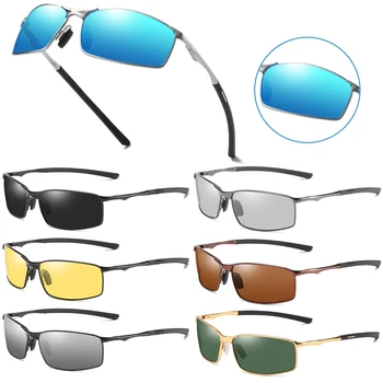 Мъжки Квадратна Дизайнерски рамки за управление, Спортни цветни Слънчеви очила, Нова марка за Риболовни точки, което променя Мъжки слънчеви Очила С Поляризация От Слънцето