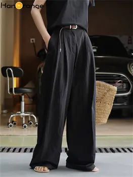 HanOrange 2023, Летни Модни Освежаващи Широки панталони, Дамски Свободни Слънчеви панталони с висока талия, Дамски Черни/сини