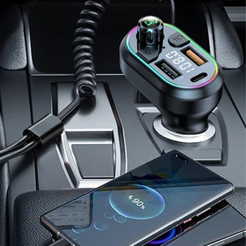 FM предавател, съвместим с Bluetooth, 5.0 Хендсфри, автомобилен MP3 плейър AOS