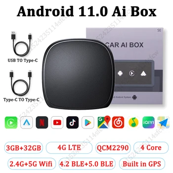 CarPlay Ai Box 3 + 32G Android 11,0 Безжичен Carplay Android Auto 4G LTE GPS Вграден слот за SIM-карти За Toyota, Volvo, VW Benz Audi