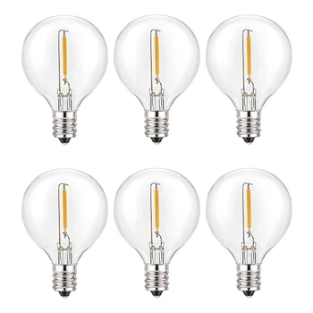 6 бр. led сменяеми електрически крушки G40 E12 с винтовым основание, нечупливи led лампи-глобуси за слънчеви гирлянди, топло бяло