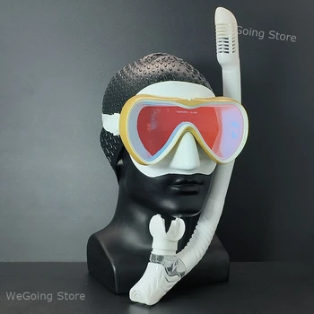 Професионална нова Огледална маска за гмуркане от закалено стъкло, екипировка за гмуркане с силиконови водоустойчиви шапочками за гмуркане