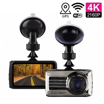 Видео рекордер с две лещи 4K UHD 2160P HD-Видео Автомобилен Видеорекордер за Нощно виждане, GPS, WiFi, Черна кутия на автомобила, мониторът автоматично паркиране