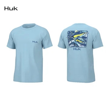 Ризи за риболов с защита от uv HUK, къс ръкав UPF 50 + тениска за риболов, лека лятна дишаща Camiseta De Pesca