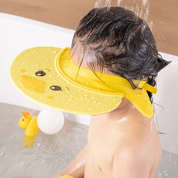 Детска Мультяшная Шапка за душ с шампоан за измиване на косата От мек Материал полипропилен, Регулируема Капачка за защита от бани, Шапка шампоан бебе