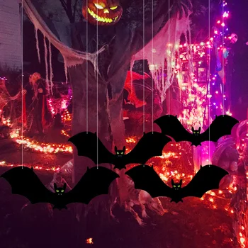 Висящи прилепи на Хелоуин Ужасни Висящи Фалшива Паяци със Светещи очи, Темата на фестивала Стена на Двора Дърво Декор на тревата