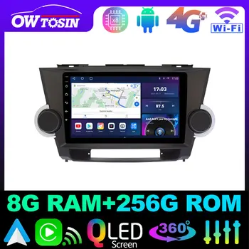 Owtosin QLED 1280*720P 8 Core 8 + 128G Автомобилното Радио, За Toyota Highlander 2 Kluger XU40 2007-2013 GPS Carplay Android Auto Parrot BT