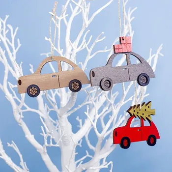 2023 Коледно дърво Интериор на автомобила Дървена Подвесная окачване Коледна украса за дома Нова Година 2024 Ноел Подарък за рожден ден Навидад