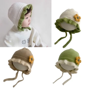 Модерна детска шапка-ушанка, вязаная зимна шапка, Памучен шапка за момичета и момчета