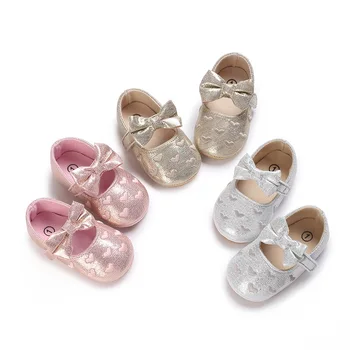 Памучни обувки на принцесата на гумена подметка за момичета 0-1 години, обувки за бебета, първите количка за новородени