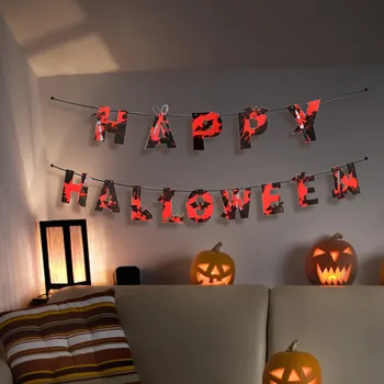 Подпори за банер с венец на Хелоуин, Ужасни кървави тематични декорации за банери на Хелоуин за къща с духове на зомби-вампири, вечерни аксесоари