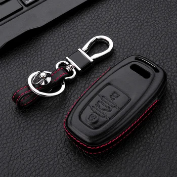 Калъф за автомобилни ключове от естествена кожа Audi A1 A3 8V A4 B8 B9 A5 A6 C7 A7 A8 Q3 Q5 Q7 S4 S6 S7 S8 R8 TT Ключодържател Автомобилни Аксесоари