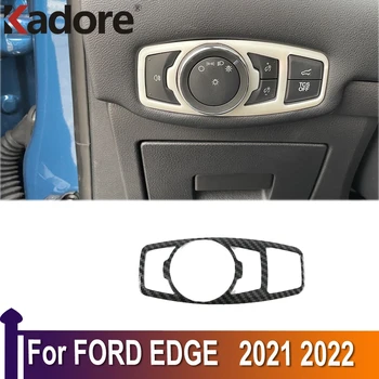 За Ford Edge 2021 2022 Бутон за включване на фаровете Довършителни капачки, Стикери, Аксесоари за Оформление на интериора на колата ABS Въглеродни влакна