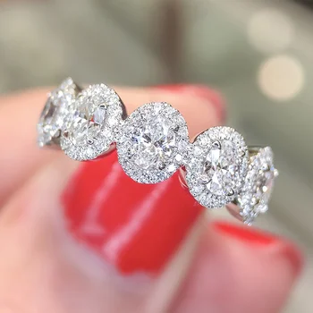 Нови луксозни Дамски пръстени луксозни овални цирконии проправи темперамент сладък пръст аксесоари за жени партия бижута 