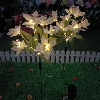 Земята вставная лампа Водоустойчива IP65 градински инфинити лампа 600 ма Цвете орхидея Слънчева светлина продължи до 10 часа за градински веранда и двор