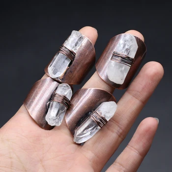 1бр Модерен Нередовен Crystal от естествен Камък, Шарм Ръчно изработени, Обвиване на тялото на Жената е Регулируем пръстен, бижута, Аксесоари, Подаръци