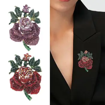 Цветни Кристали, Декор, Брошка във формата на листа на Рози, Луксозен Шал, Жени за шалове, Модни Аксесоари